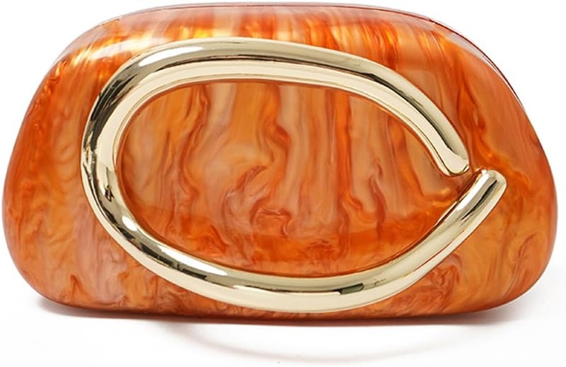 CUXVA Acrylic Clutch Purse for Women Classic Round Acrylic Evening Handbag Vintage Metal Handlebars Bag for Wedding Party Prom - Image 1